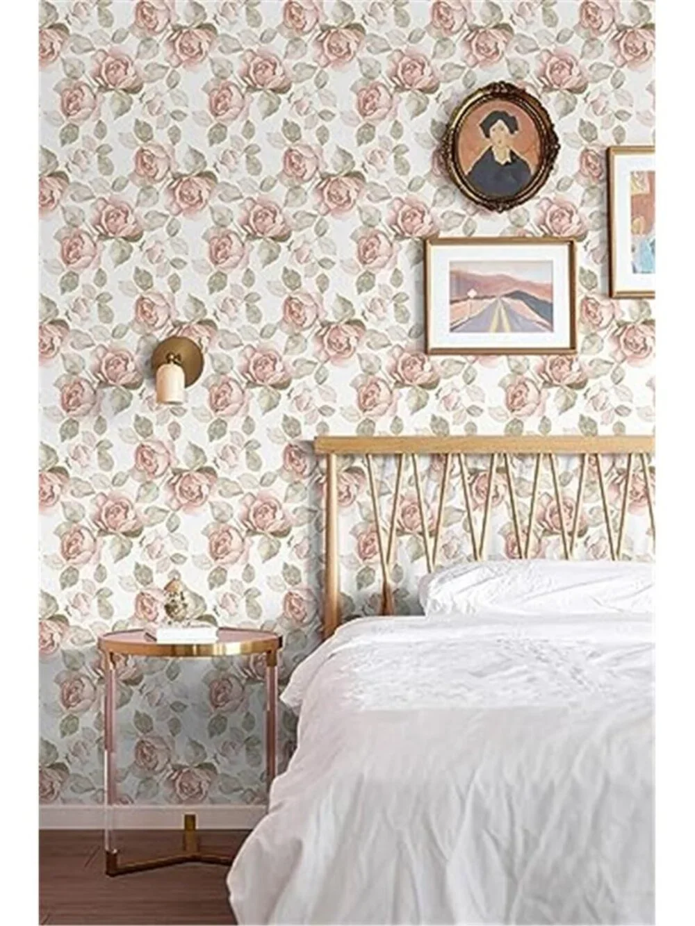 Pink Rose Floral Peel Stick Wallpaper Vintage Waterproof Removable Contact Paper